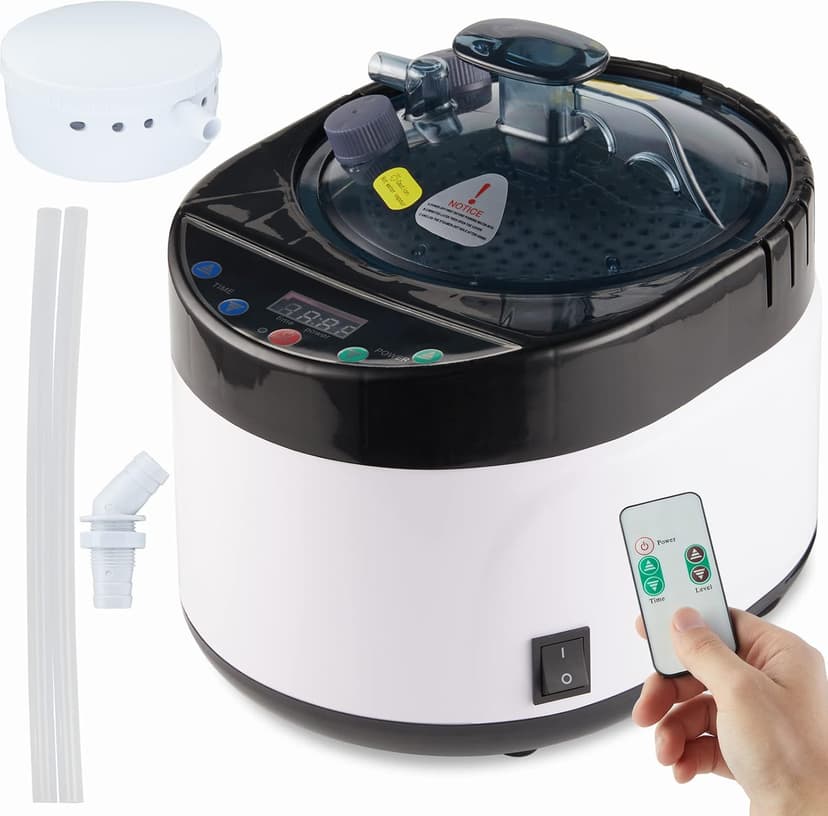 4L Large Capacity Home Sauna Steamer, Portable Steam Generator with Protection for Home Spa, Lightweight Stainless Steel Pot with Timer&Gear Display for Relaxation, with Remote Control
