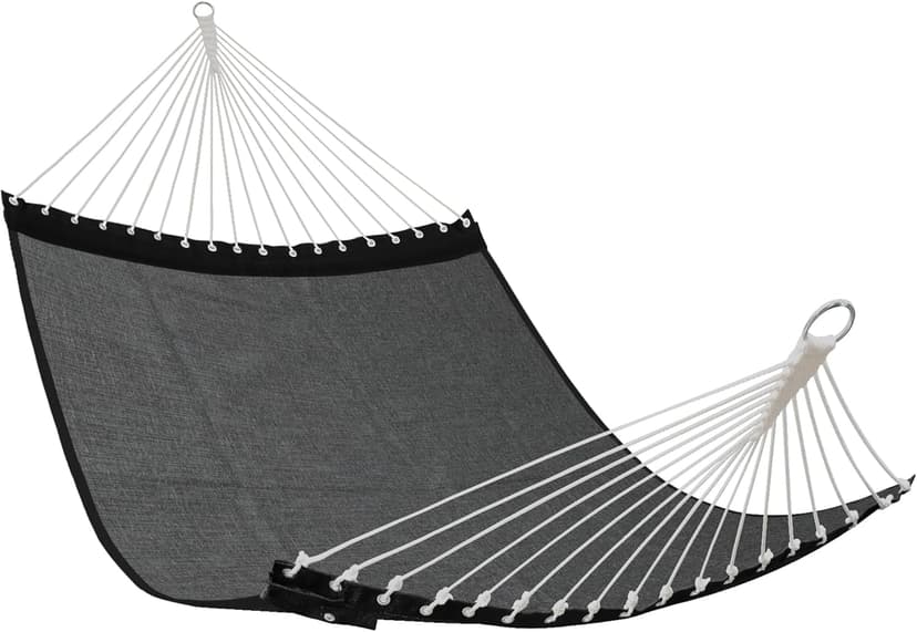 Patio Watcher 13 FT Quick Dry Olefin Hammock - Outdoor Double Hammock with Metal Curved Spreader Bars - 450 lbs Capacity - Dark Grey