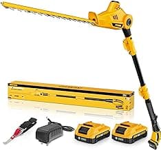 Alloyman 20V MAX Pole Hedge Trimmer,Telescoping Pole Hedge Trimmer,with 2 Packs 2.0Ah Batteries & Charger,8 Feet Hedge Trimmer for Shrubs Pruning