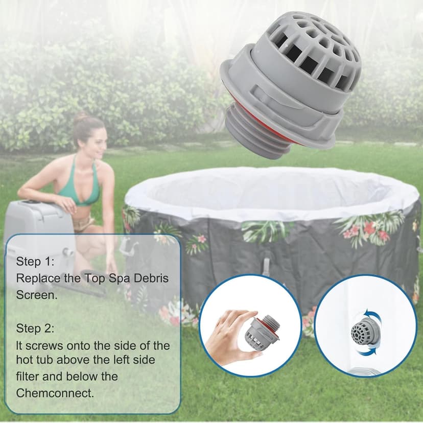 Pool Hot Tub Spa Parts for SaluSpa Top Debris Screen Strainer Replacement with Seal Only for Bestway and Coleman Lay-Z-Spa P00260