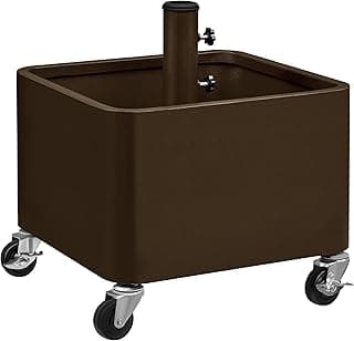 Yaheetech 330lb Capacity Fillable Umbrella Base Stand, Portable Metal Patio Umbrella Outdoor Holder for Backyard Market with 4 Wheels, Planter Drainage Hole, 2 Adjustment Knobs, Brown