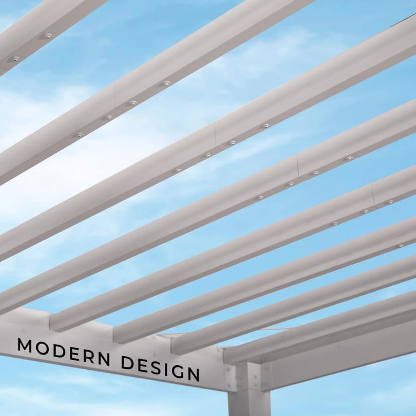 Backyard Discovery Windham 14' x 10' Modern Galvanized Steel Pergola Kit with Shade Sail Canopy, All-Season Durability, PowerPort, High-Wind Rating for Outdoor Patio, Garden, Deck, Entertaining