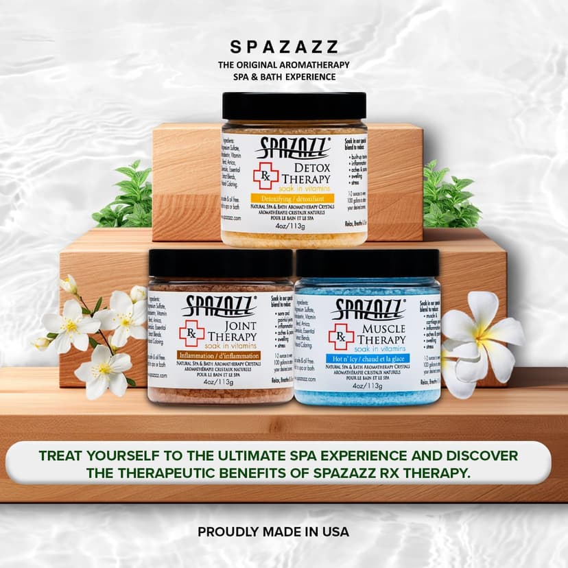 Spa & Hot Tub RX Therapy Muscle Detox Joint Bundle 3 Pack Gift Set - Spazazz Therapeutic Mineral Dead Sea Bath Salt Crystals Collection