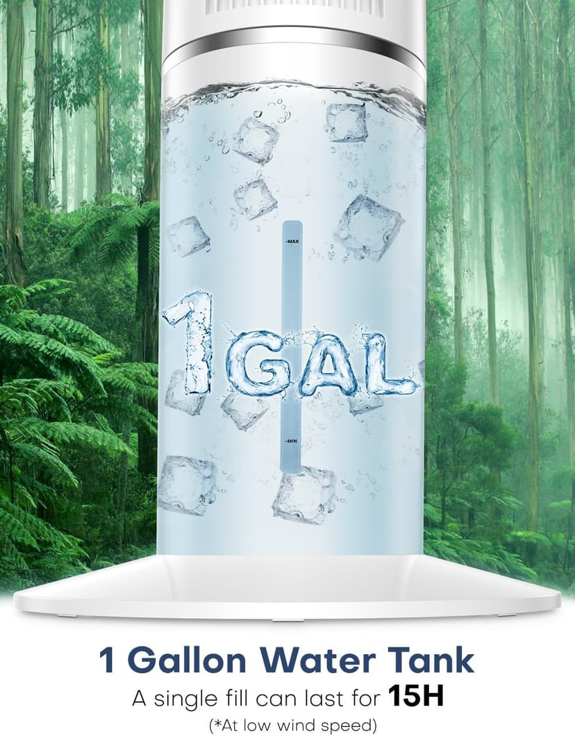 42 INCH Portable Air Conditioners w/LED Touch Screen, 4 Mode&3 Speed,1-Gal Tank for 15H Cooling Evaporative Air Cooler,12H Timer, No Hose No Window Needed, 90° Oscillating AC Unit for Bedroom