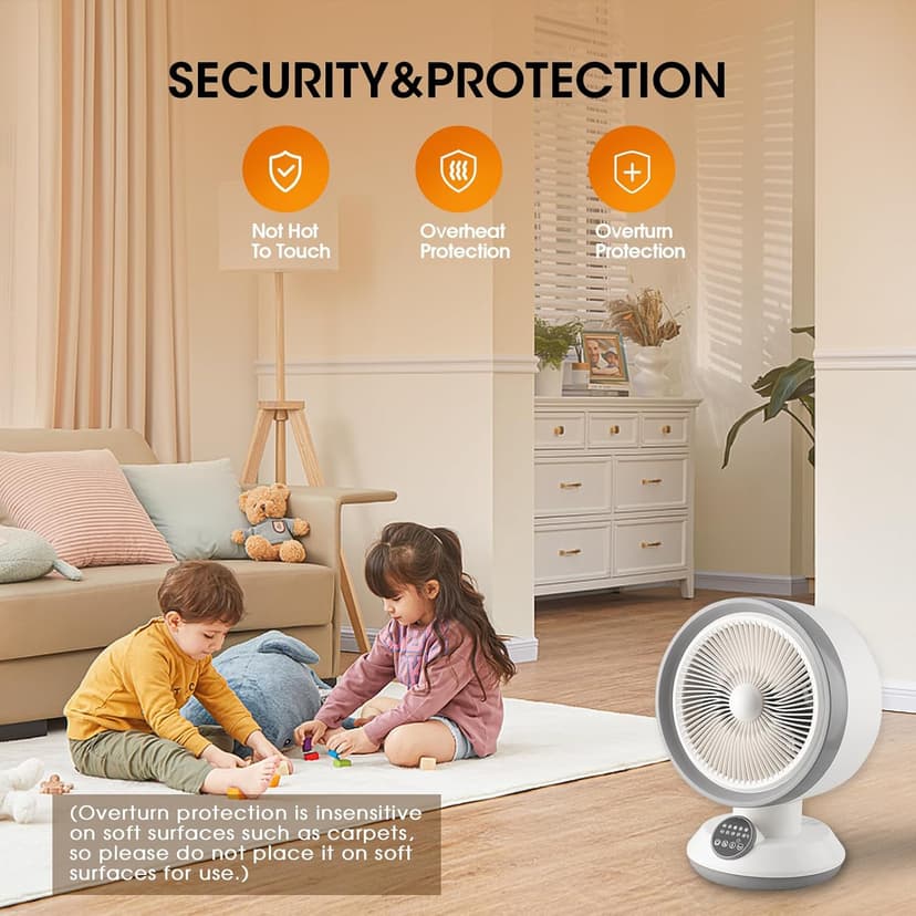 2 in 1 Heater Fan Combo, 1500W Portable Space Heater with Adjustable Temperature, Electric Cooling Fan with Oscillating,Overheat & Tip-Over Protection, Ideal for Home & Office Use