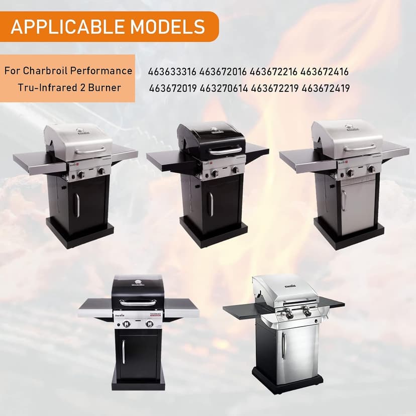 Hisencn Grill Grates for Charbroil Performance Tru-Infrared 2 Burner Gas Grill 463633316, 463672016 463672216, 463672416, 17 Inch Stamped Porcelain Steel Replacement Emitter Plates