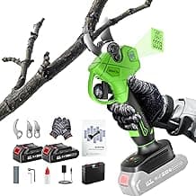 Cordless Electric Pruning Shears for Gardening, Brushless Electric Scissors & Pruners for Gardening w/ 2 21V Batteries, Display, Adjustable Mode for 1.4'', Tree Branch Cutter,Tree Trimming (LeafGreen)