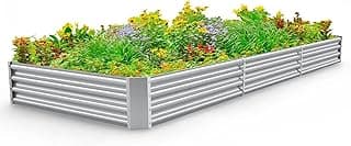 Land Guard 12×4×1ft Galvanized Raised Garden Bed Kit for Vegetables, Galvanized Super Large Metal Planter Raised Garden Boxes Outdoor(359 Gallon Capacity)…