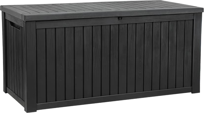 YITAHOME 180 Gallon Large Outdoor Storage XL Deck Box w/Divider for Patio Furniture,Outdoor Cushions, Garden Tools, Sports Equipment and Pool Supplies, Waterproof, Resin, Lockable, Black