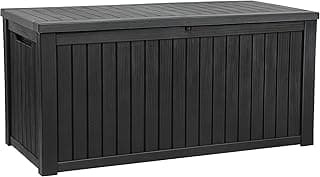 YITAHOME 180 Gallon Large Outdoor Storage XL Deck Box w/Divider for Patio Furniture,Outdoor Cushions, Garden Tools, Sports Equipment and Pool Supplies, Waterproof, Resin, Lockable, Black