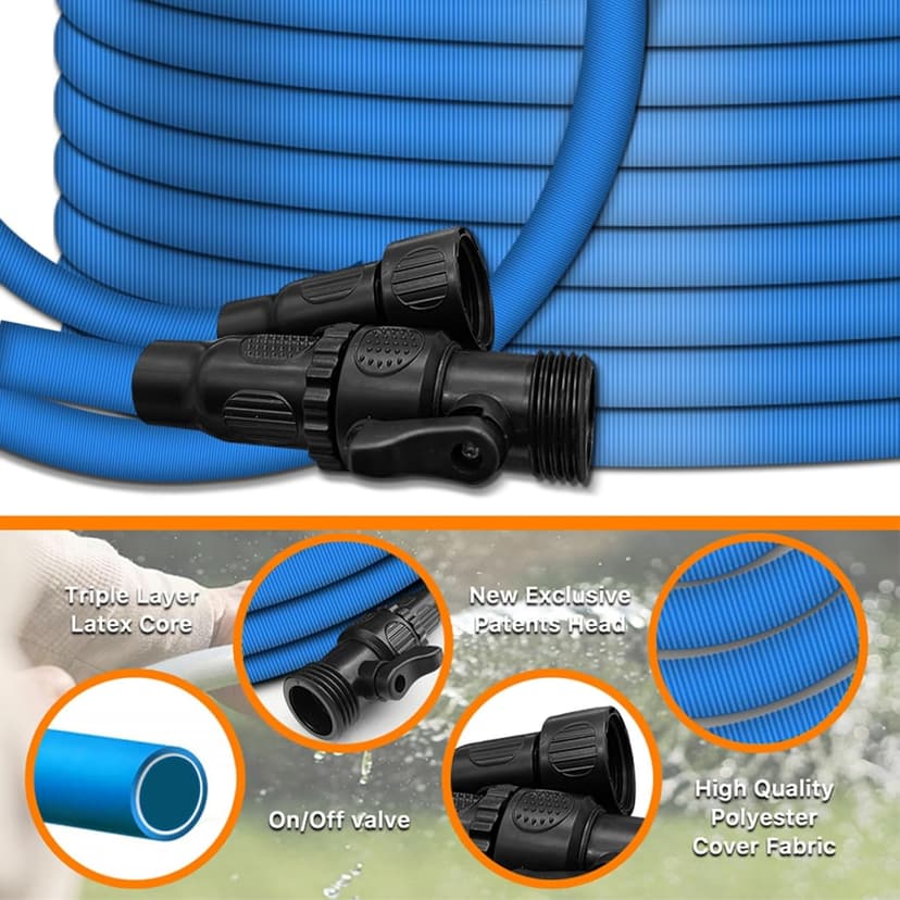 Garden Hose, 50ft Water Hose, Pliable Garden Hose with 3/4" Fittings, Water Pipe, Garden Hose useful house gifts for Outdoor Lawn Car Watering Plants (50FT)