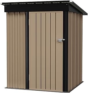 Flamaker Storage Shed Waterproof Metal Garden Shed with Lockable Door Utility Tool Shed Outdoor Storage for Backyard, Patio and Lawn (5 x 3 FT)