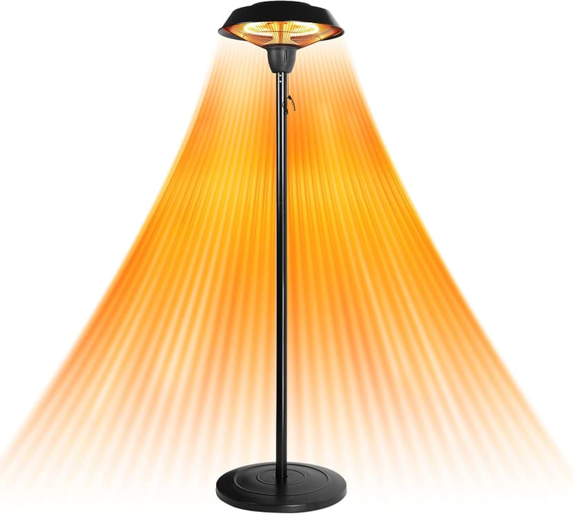 Star Patio Electric Outdoor Heater, Freestanding Patio Heater, Infrared Heater, Hammered Bronze Finished, Tip-Over Protection, Adjustable Height and Silent Heating Heater, ZHQ1566-C-SN12024