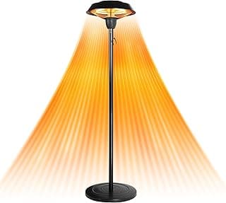 Star Patio Electric Outdoor Heater, Freestanding Patio Heater, Infrared Heater, Hammered Bronze Finished, Tip-Over Protection, Adjustable Height and Silent Heating Heater, ZHQ1566-C-SN12024