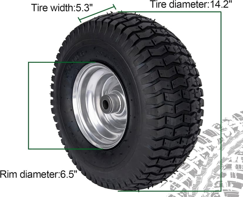 15x6.00-6 Lawn Mower Tire and Wheel Front Tire Compatible with John Deere Craftsman Husqvarna Riding Mowers Lawn Tractors