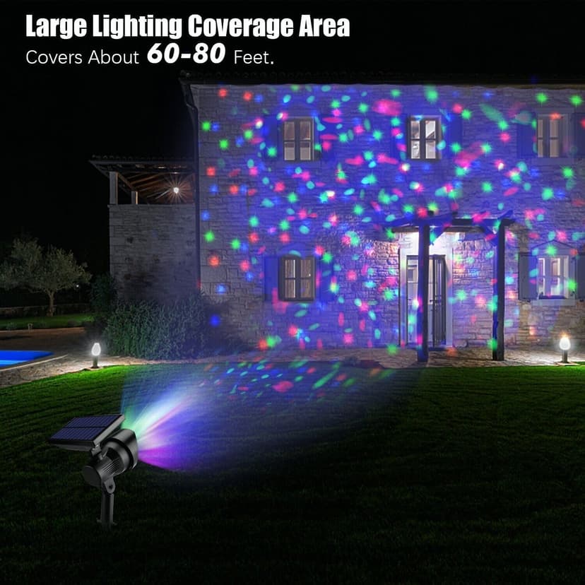 Colorful Solar Christmas RGB Star Projector Outdoor LED Xmas Moving Light Landscape Xmas Decor Lamp Christmas Moving Party Light