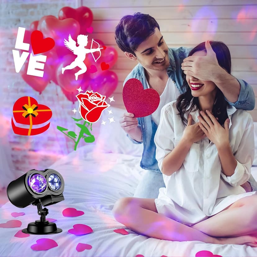 Brighter Valentine Decorations Light for Home, 2024 Upgraded Holiday Projector With 19 HD Replaceable Slides (3D Ocean Wave & Patterns), Weather Proof Valentine Light Show