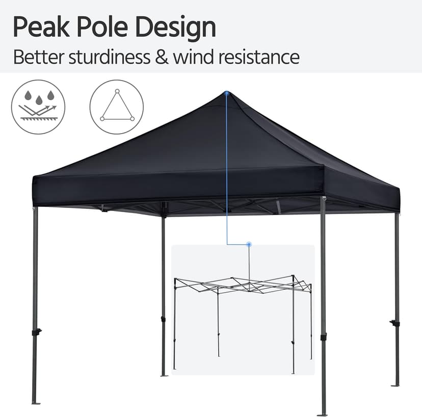 Yaheetech Canopy Tent, Commercial Instant Heavy Duty Canopy, 500D Waterproof Adjustable Canopy with Wheeled Carry Bag, 4 Sandbags and 4 Stakes (10x10, Black)