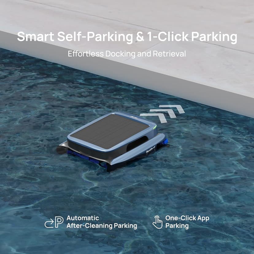Beatbot iSkim Ultra Solar Powered Robotic Pool Skimmer, Pool Surface Cleaner Robot, Dual Charging Options, Water Clarification, Edge & Corner Cleaning, S-Path Optimization, App Control, Ocean Blue