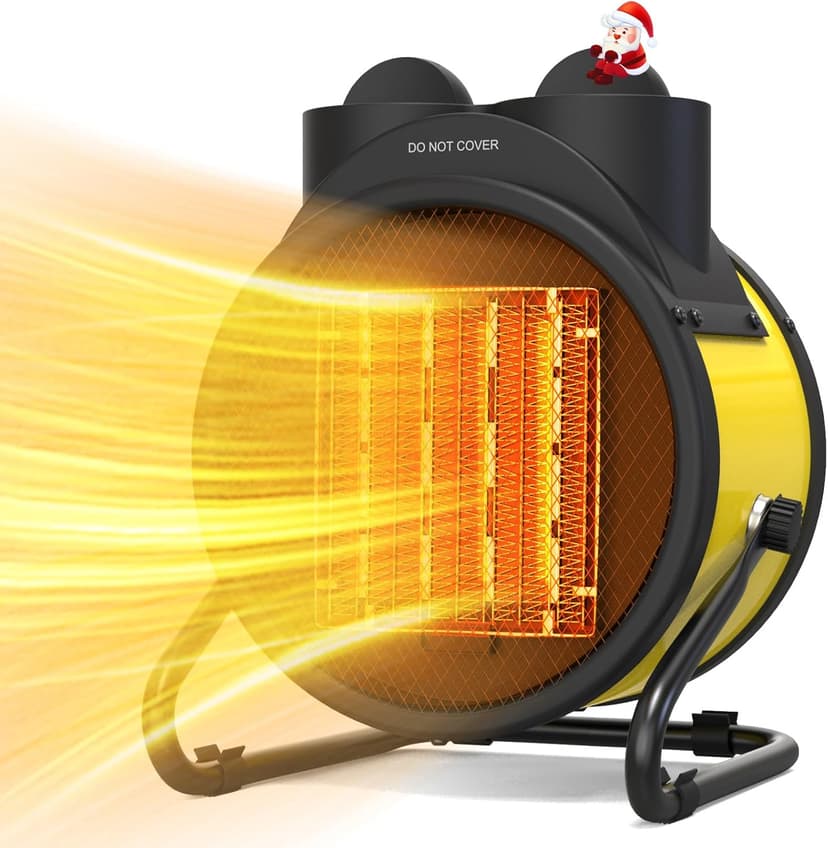Buyplus Outdoor Heaters for Patio - 1500W Portable Garage Heater with 90°Adjustable Angle, Overheat Protection & 2S Fast Heating, Electric Space Heater for Patio, Garage, Bedroom, Office (Yellow)