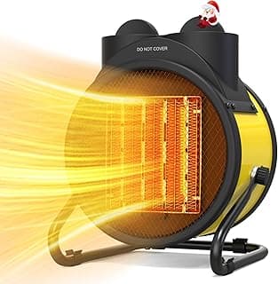 Buyplus Outdoor Heaters for Patio - 1500W Portable Garage Heater with 90°Adjustable Angle, Overheat Protection & 2S Fast Heating, Electric Space Heater for Patio, Garage, Bedroom, Office (Yellow)