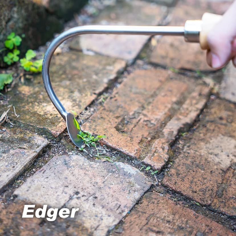 Weed Puller, Crack Weeder Cultivator Garden Hand Tool, Durable Curved Head Hook & Wooden Handle, Garden Digging, Edging, Planting Remover for Patio Lawn Yard Moss Terrace Paving