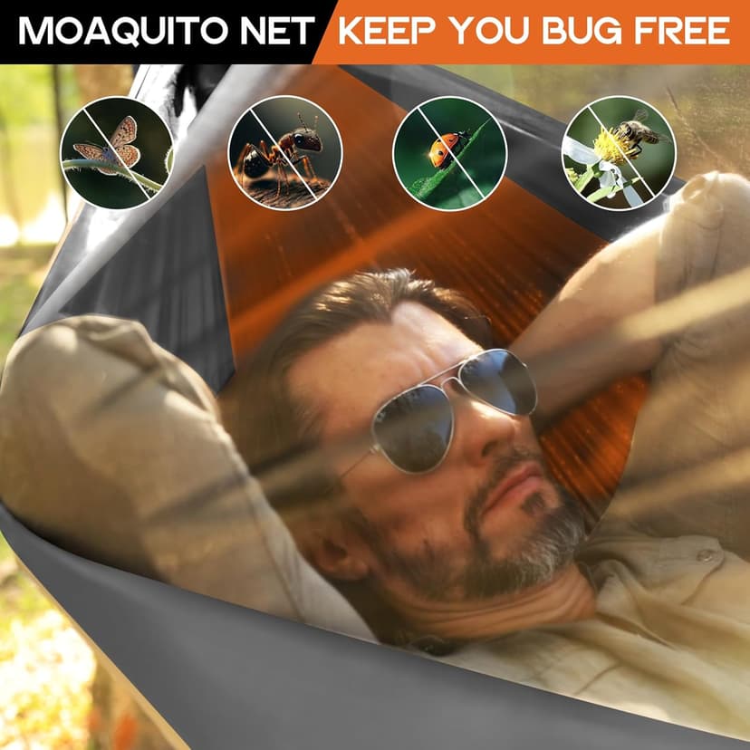 Camping Hammock Mosquito Net,Double & Single Portable Hammocks Hammocks with 2 Tree Straps,Hammock Tent for Travel Camping,Camping Accessories for Indoor Outdoor Hiking Backpacking Backyard Beach