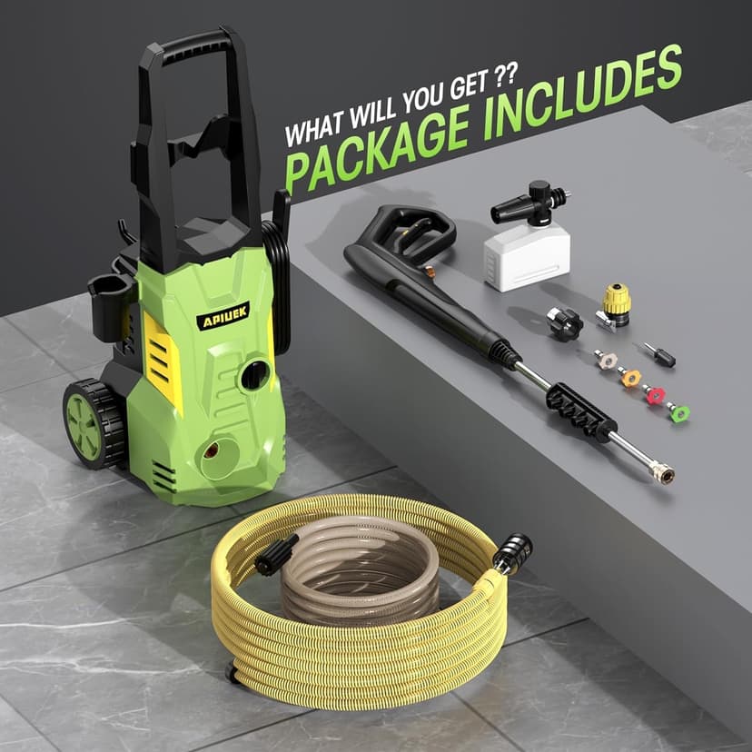 Electric High Pressure Washer - Duede Portable Washer with 23 FT Water Outlet & 6.6 FT Inlet Hose, Steel Spray Wand, Foam-Adjustable Cannon, 4 Nozzle Set, Cleans Car/Patio/Fence/Window, 3800PSI 2.4GPM