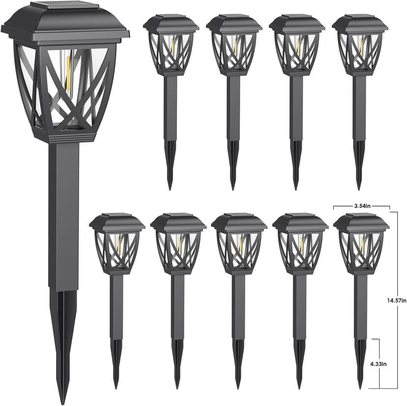 Derynome Solar Lights Outdoor, 10 Pack Waterproof Solar Pathway Lights for Outside, Outdoor Light for Garden, Yard, Patio, Landscape, Planter, Walkway Decor