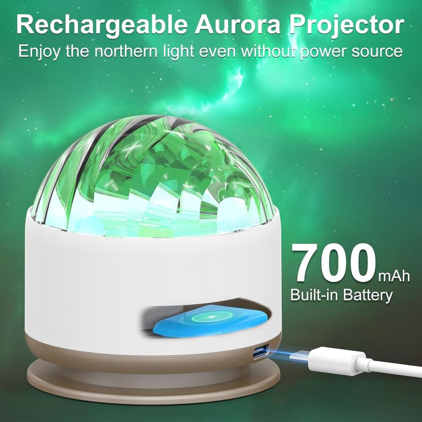 Northern Light Projector, Battery Operated Aurora Night Light Projector, 16 Colors Galaxy Lamp Ocean Wave Ceiling Projector Mood Ambient Lighting for Bedroom Party Kids Room Toddler Girl Gift
