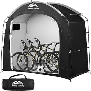 Happy Travel Bike Storage Tent Shed,Large Outdoor Waterproof Bicycle Covers Shelter with Window for 2/3 Bikes,Oversized Outside Portable Sheds for Lawn Mower,Garden Tools (Black)