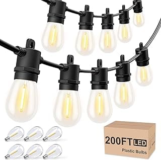 Svater Outdoor String Lights 200 FT, Patio Lights for Outside with Shatterproof Bulbs, Waterproof IP65 Commercial Hanging Light for Backyard Porch Balcony Bistro Party, 2700K
