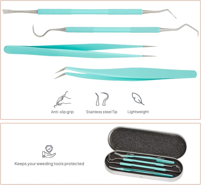 Premium Vinyl Weeding Tool Kit - Precision Stainless Steel Weeder - Hook and Pick with Fine Tweezers Crafting Set - by iVyne