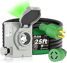 30 Amp Generator Cord 25FT and Power Inlet Box, Pre-Drilled 30 Amp Generator Inlet Box with Cord, NEMA L14-30P to L14-30R Generator Cord Waterproof Combo Kit, ETL Listed