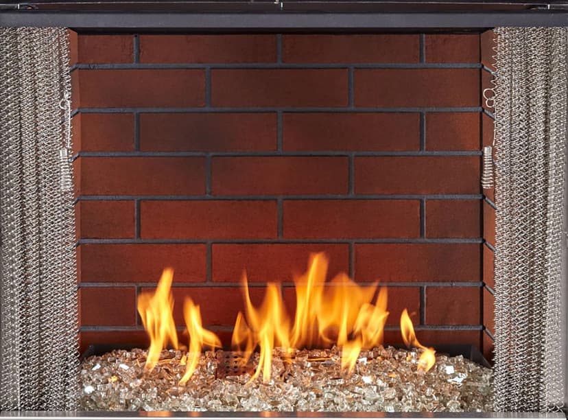 Vintage Red Ceramic Fiber Brick Panel for 450 Series Outdoor Fireplace Insert - Model FLB450-VR, Realistic Hand-Painted Design