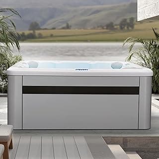 OCEAN FUTURE Outdoor Hot Tub, Massage Spa with 35 Jets, 240V Outdoor Spa with LED Lights, Control Panel and Ergonomic Seat Fits 6 People, Acrylic Hot Tub Spas 85" x 85"