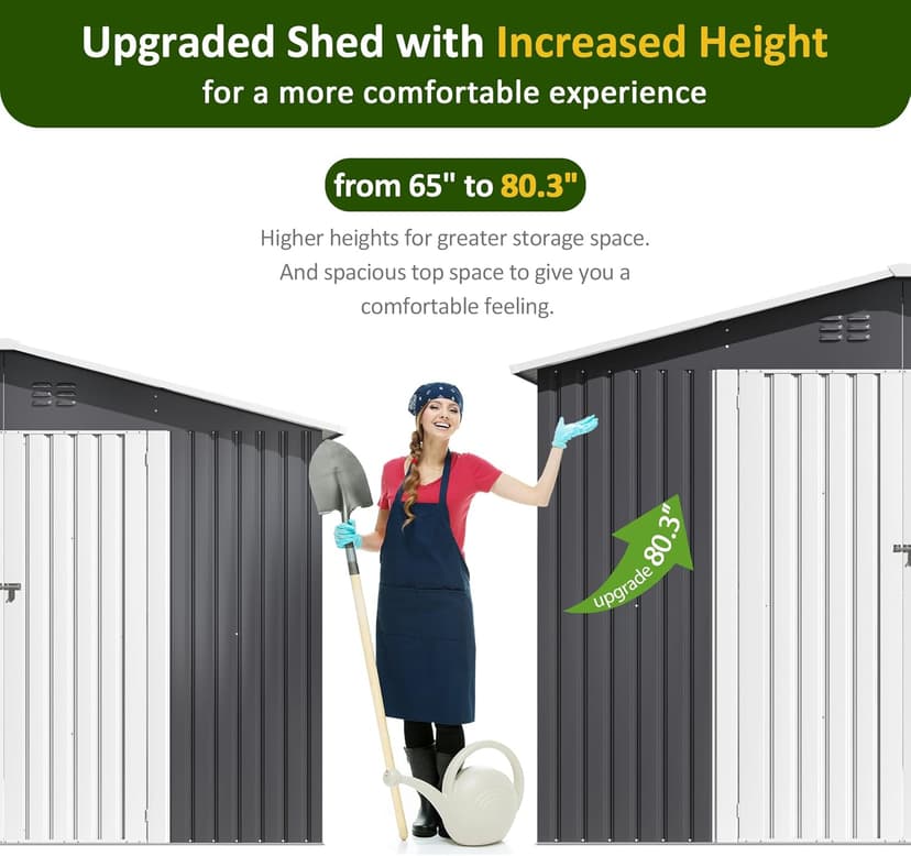 10x12 FT Outdoor Storage Shed, Metal Garden Tool Shed with Updated Frame Structure and Lockable Doors, Ideal for Garden Backyard Patio Lawn, Grey