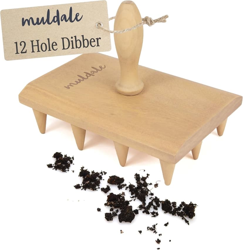 Muldale Multi Seed Dibber Garden Tool - Seedling Spacing Tool with Handle - Plant Dibber Yard - Seed Spacer - Made in England - Dibbler Gardening Accessory