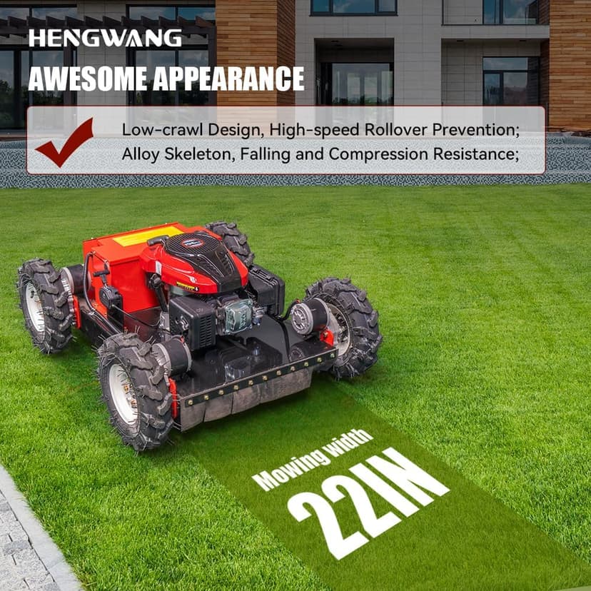 Remote Control Lawn Mower Electric Start 30° Climbing Four-Wheel Drive All Terrain Grass Cutter Yard Mower (HW-196-55JY)
