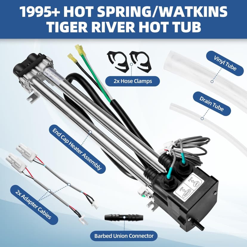 Hot Tub Heater 26-C3160-1S Suit for 1995+ Hot Spring Spa Heater Tiger River Watkins Spa Parts C3160-1 C3564-1 73790 7211 Titanium Heater Double-Pass 1.5kW/6kW 120V/240V 8.3A/16.6A