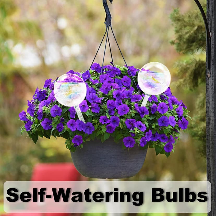 4 Pcs Plant Watering Globes,Rainbow Gradient Glass Watering Devices,Self Watering Planter Insert Plant Accessories for Indoor,Outdoor,Flowerpot,Hanging Plants,Home Garden,8.7" L×2.8" D