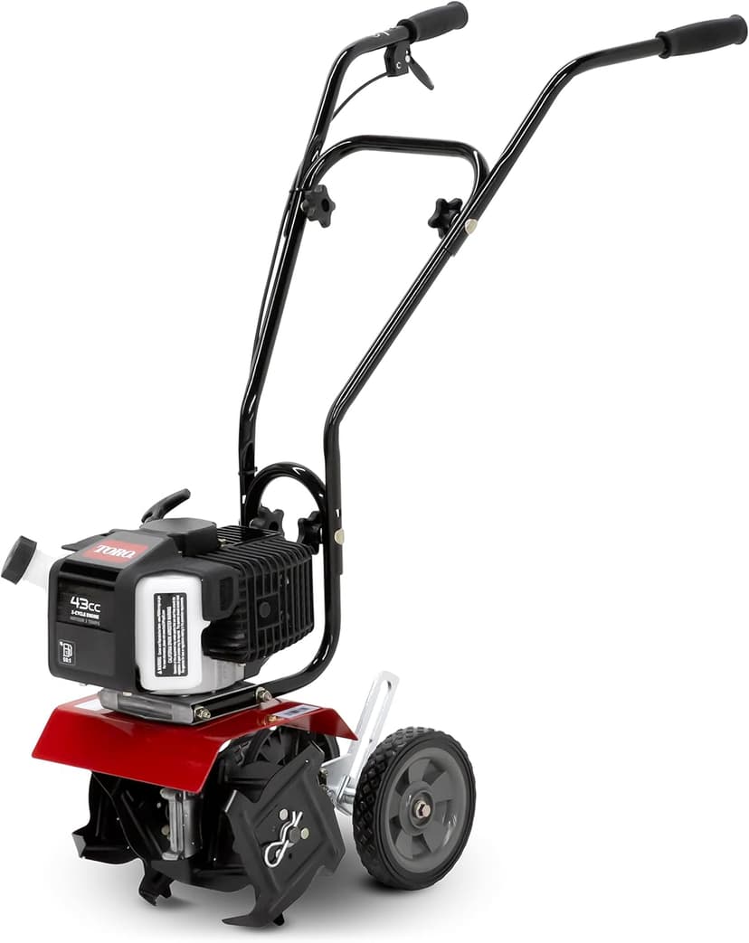 Toro 58601 Cultivator, 43cc 2-Cycle Engine, Adjustable Tilling Width 6-10”, Overhand Handlebars, 8” Max Cultivating Depth, Lightweight