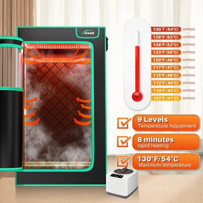 TOREAD Portable Infrared Steam Sauna with 660nm Red Light Therapy Saunas for Home,Red Light Sauna with 3L 1200W Steamer, Adjustable Temperature, Timer Setting, Remote Control, Folding Sauna Chair
