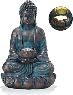 Solar Buddha Statue Outdoor Lights - Waterproof Garden Statue with Lotus, Meditation Zen Spiritual Room Decor for Yard, Patio, Buddha Statue for Home Garden Decor Indoor
