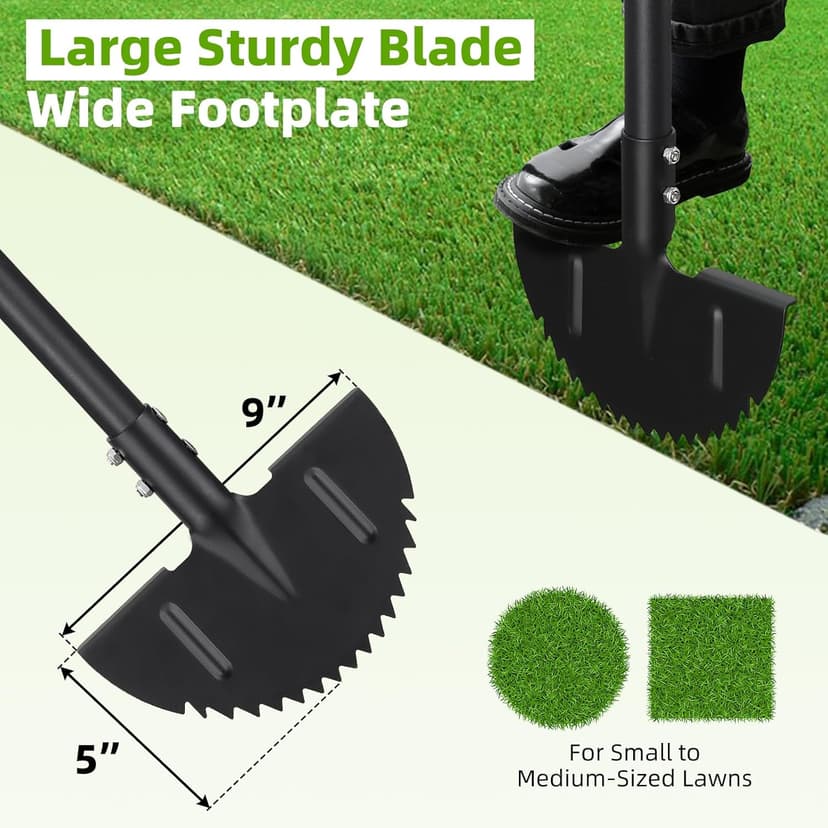 Lawn Edger, 42 Inch Half Moon Manual Edger Lawn Tool, Heavy Duty Saw Tooth Driveway Sidewalk Flower Bed Landscaping Grass Step Edging Tool, T-Grip, Long Handle
