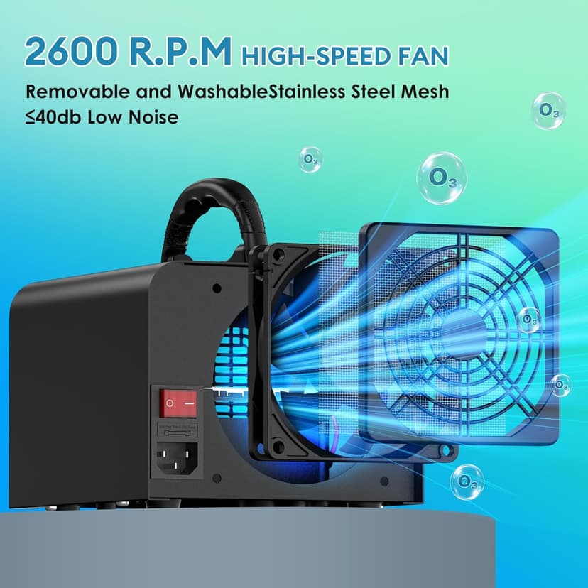 Ozone Generator 60000mg/h, High Capacity Ozone Machine, Odor Eliminator for Home, Car, Smoke, Pets, O3 Air Purifier Deodorizes 6,000 Square Feet (Black)