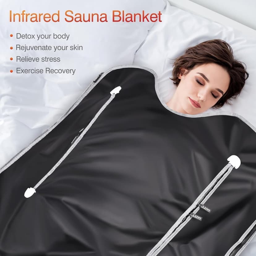 Infrared Sauna Blanket-Sauna Blanket for Home Use, Portable Design for Relaxation and Detoxification Highest 176℉, 20-60 Minutes Timer, 6 ft x 2.65 ft（Deep Black）