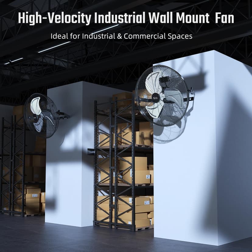 Simple Deluxe 18 Inch Industrial Wall Mount Fan, 3 Speed Commercial Ventilation Metal Fan for Warehouse, Greenhouse, Workshop, Patio, Factory and Basement - High Velocity