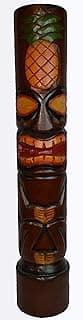 Hand Carved Beautiful 3 FT Pineapple Means Good Luck Welcome Tiki Totem Pole Statue