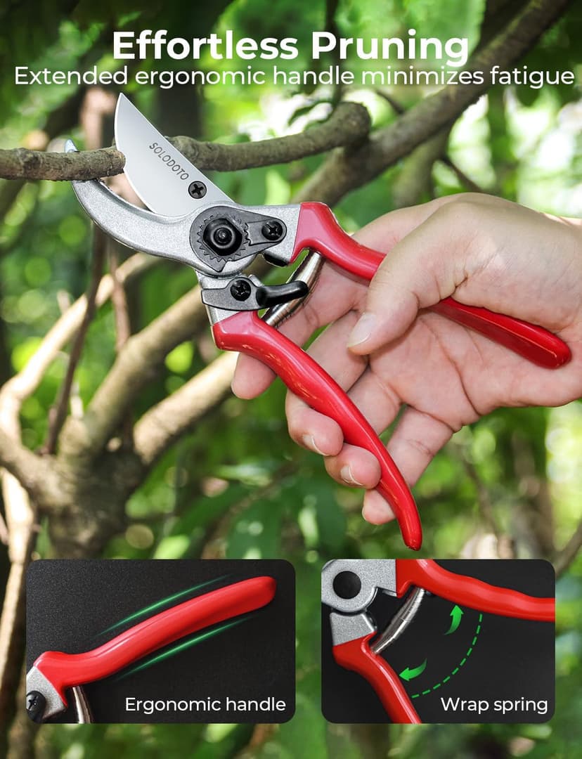 SOLOTODO 8.5" SK5 Bypass Pruning Shears for Gardening, 4x Sharper Garden Shears Clippers Scissors, Professional Pruners for Gardening Gifts for Women Men, Japanese Steel German Technique, Non-breaking